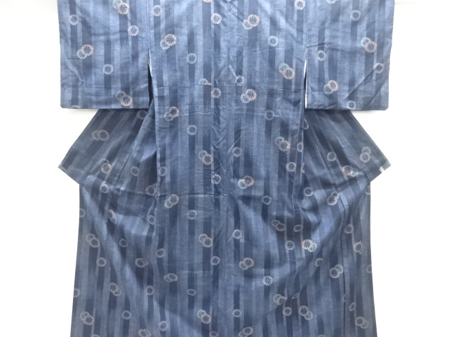 源氏車模様織り出し手織り紬着物